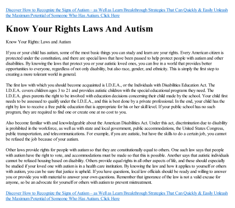 Laws and Rights in Autism